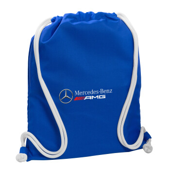 AMG Mercedes, Τσάντα πλάτης πουγκί GYMBAG Μπλε, με τσέπη (40x48cm) & χονδρά κορδόνια