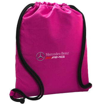 AMG Mercedes, Τσάντα πλάτης πουγκί GYMBAG Φούξια, με τσέπη (40x48cm) & χονδρά κορδόνια