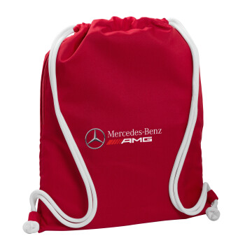 AMG Mercedes, Τσάντα πλάτης πουγκί GYMBAG Κόκκινη, με τσέπη (40x48cm) & χονδρά κορδόνια