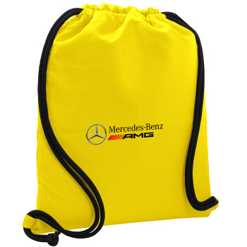 AMG Mercedes, Backpack pouch GYMBAG Yellow, with pocket (40x48cm) & thick cords