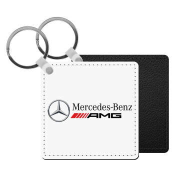 AMG Mercedes, Μπρελόκ Δερματίνη, τετράγωνο ΜΑΥΡΟ (5x5cm)