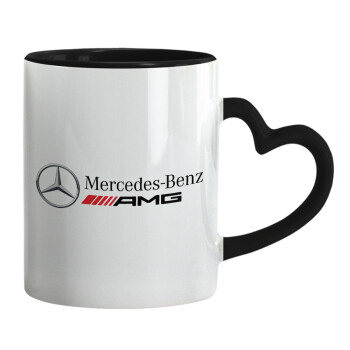 AMG Mercedes, Κούπα καρδιά χερούλι μαύρη, κεραμική, 330ml