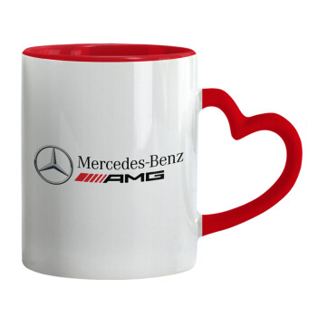 AMG Mercedes, Mug heart red handle, ceramic, 330ml