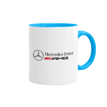 AMG Mercedes, Mug colored light blue, ceramic, 330ml