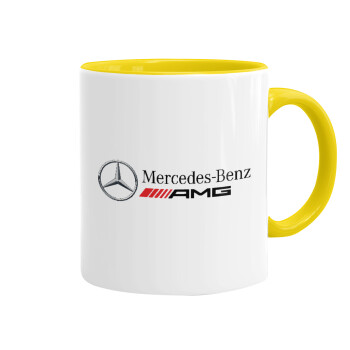 AMG Mercedes, Κούπα χρωματιστή κίτρινη, κεραμική, 330ml