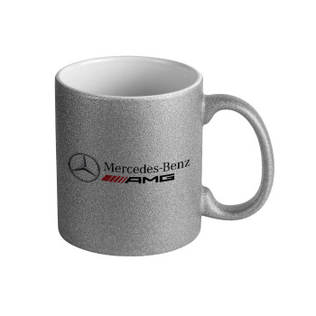 AMG Mercedes, Κούπα Ασημένια Glitter που γυαλίζει, κεραμική, 330ml