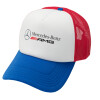 Adult Soft Trucker Hat with Red/Blue/White Mesh (POLYESTER, ADULT, UNISEX, ONE SIZE)