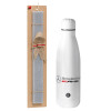 Easter Set, metallic stainless thermos bottle (500ml) & scented flat Easter candle (30cm) (GRAY)