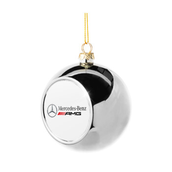 AMG Mercedes, Silver 8cm Christmas tree ball ornament