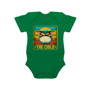 The Child, Βρεφικό φορμάκι μωρού, ΠΡΑΣΙΝΟ, 100% Organic Cotton, κοντομάνικο