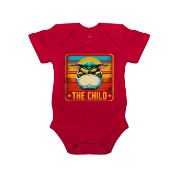 The Child, Βρεφικό φορμάκι μωρού, ΚΟΚΚΙΝΟ, 100% Organic Cotton, κοντομάνικο