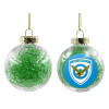 Transparent Christmas tree ball ornament with green filling 8cm