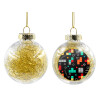 Transparent Christmas tree ball ornament with gold filling 8cm