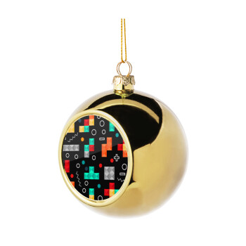 Tetris, Golden Christmas tree ball ornament 8cm