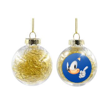 Sonic, Transparent Christmas tree ball ornament with gold filling 8cm