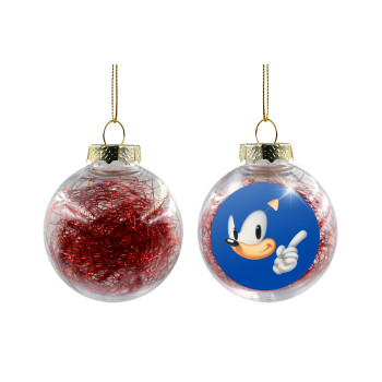 Sonic, Χριστουγεννιάτικη μπάλα δένδρου διάφανη με κόκκινο γέμισμα 8cm