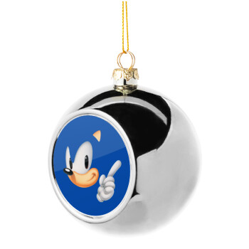 Sonic, Silver 8cm Christmas tree ball ornament