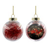 Transparent Christmas tree ball ornament with red filling 8cm