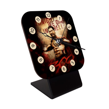 300 Tonight we dine in hell!, Quartz Table clock in natural wood (10cm)