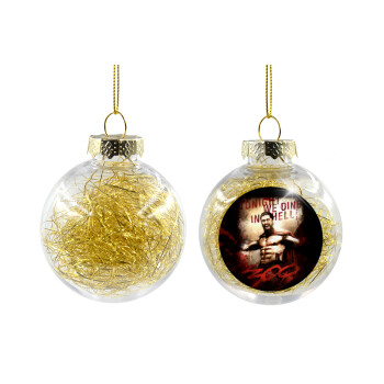 300 Tonight we dine in hell!, Transparent Christmas tree ball ornament with gold filling 8cm