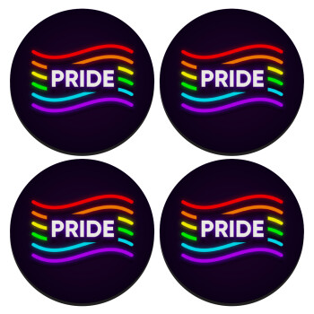 Pride , SET of 4 round wooden coasters (9cm)