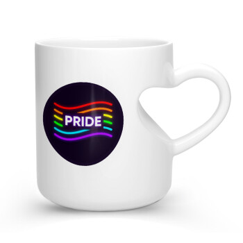 Pride , Κούπα καρδιά λευκή, κεραμική, 330ml