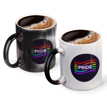 Pride , Color changing magic Mug, ceramic, 330ml when adding hot liquid inside, the black colour desappears (1 pcs)