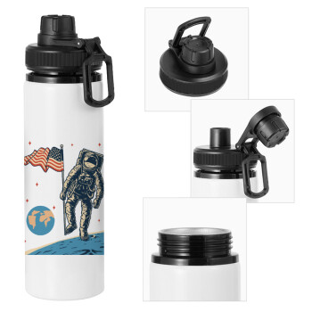The first man on the moon, Metal water bottle with safety cap, aluminum 850ml