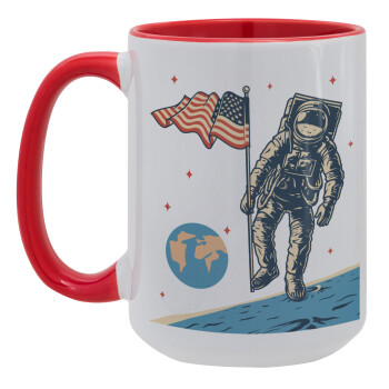 The first man on the moon, Κούπα Mega 15oz, κεραμική Κόκκινη, 450ml