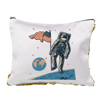 The first man on the moon, Sequin Gold Pouch Cosmetic Bag