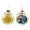 Transparent Christmas tree ball ornament with gold filling 8cm