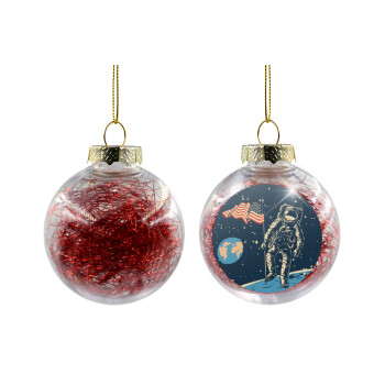 The first man on the moon, Transparent Christmas tree ball ornament with red filling 8cm