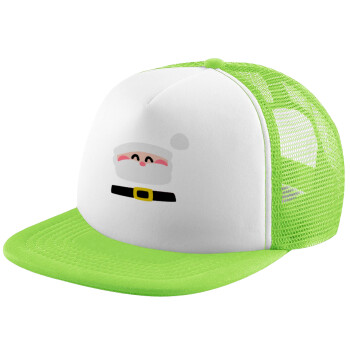 Simple Santa, Child's Soft Trucker Hat with Green/White Mesh (POLYESTER, CHILDREN'S, ONE SIZE)