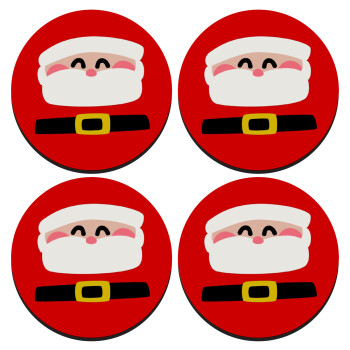 Simple Santa, SET of 4 round wooden coasters (9cm)