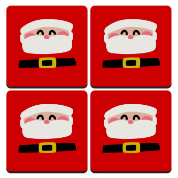 Simple Santa, ΣΕΤ 4 Σουβέρ ξύλινα τετράγωνα (9cm)