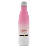 Metal mug thermos Pink/White (Stainless steel), double wall, 500ml