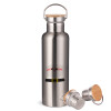 Stainless steel Silver with wooden lid (bamboo), double wall, 750ml