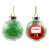 Transparent Christmas tree ball ornament with green filling 8cm