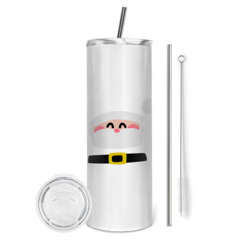 Simple Santa, Eco friendly stainless steel tumbler 600ml, with metal straw & cleaning brush