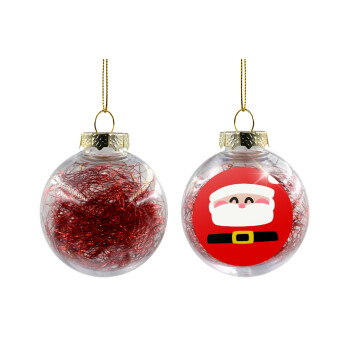 Simple Santa, Transparent Christmas tree ball ornament with red filling 8cm