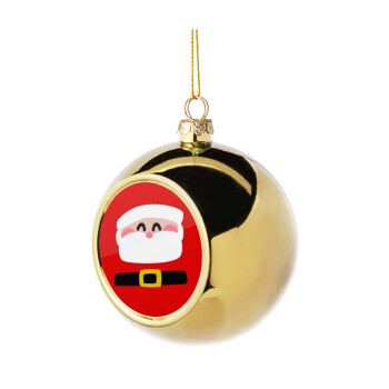 Simple Santa, Golden Christmas tree ball ornament 8cm