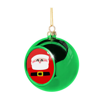 Simple Santa, Green Christmas tree ornament ball 8cm