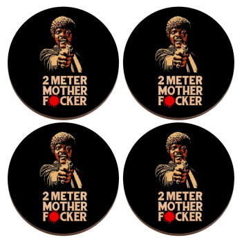 Pulp Fiction 2 meter mother f...r, ΣΕΤ x4 Σουβέρ ξύλινα στρογγυλά plywood (9cm)