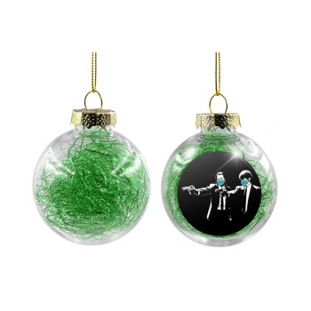 Pulp Fiction guns, Transparent Christmas tree ball ornament with green filling 8cm