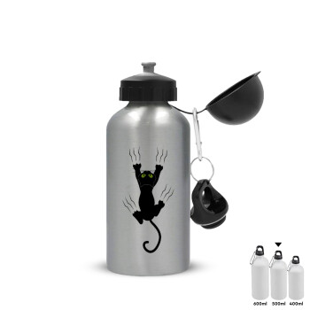 cat grabbing, Metallic water jug, Silver, aluminum 500ml