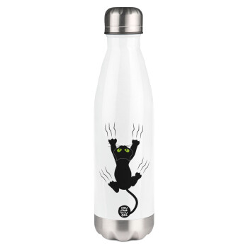 cat grabbing, Metal mug thermos White (Stainless steel), double wall, 500ml