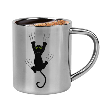 cat grabbing, Double-wall metal cup for espresso (220ml)