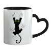 Mug heart black handle, ceramic, 330ml