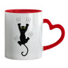 Mug heart red handle, ceramic, 330ml