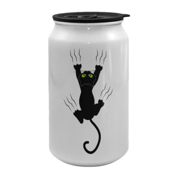 cat grabbing, Κούπα ταξιδιού μεταλλική με καπάκι (tin-can) 500ml